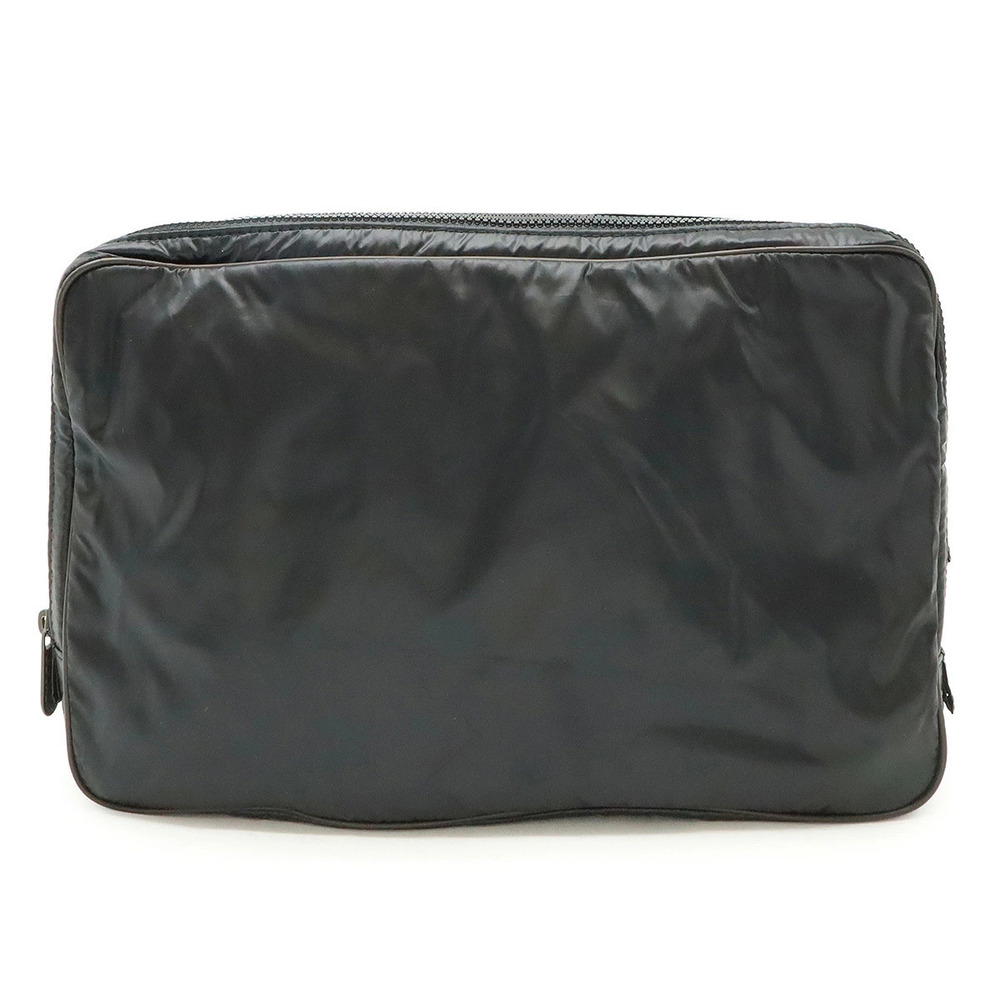 BOTTEGA VENETA Shoulder Bag Travel Pouch Clutch Leather Black Dark Brown